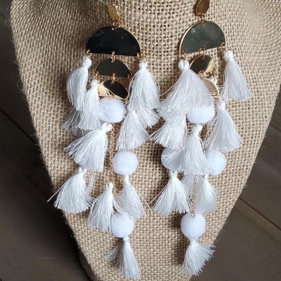 Beaded Statement Chandelier Tassel Earrings - Picture 3 of 4